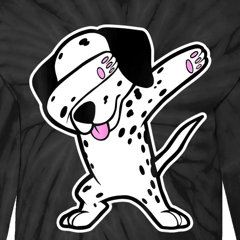 Dalmatian Dabbing Funny Dalmation Dab Dog Dance Tie-Dye Long Sleeve Shirt