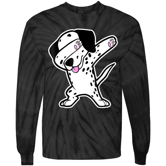 Dalmatian Dabbing Funny Dalmation Dab Dog Dance Tie-Dye Long Sleeve Shirt