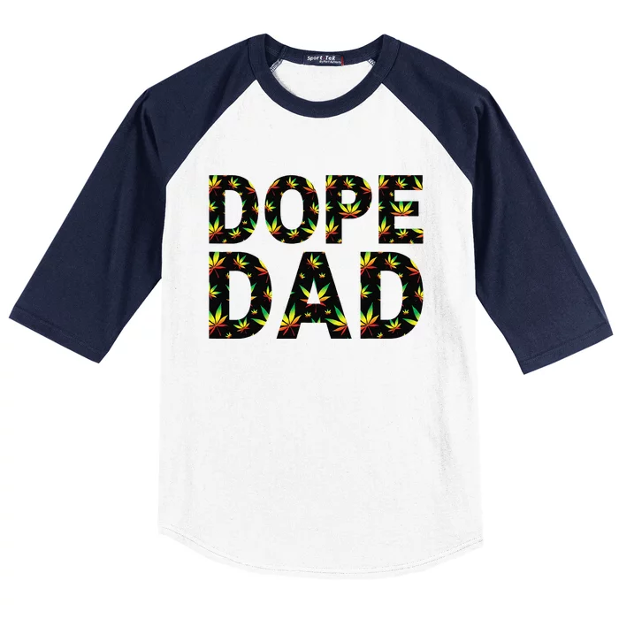 Dope Dad Funny Weed Fathers Day Smoking Father Daddy Gift Baseball Sleeve Shirt