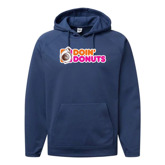 Doin Donuts Funny Racing & Drift Car Enthusiast Performance Fleece Hoodie