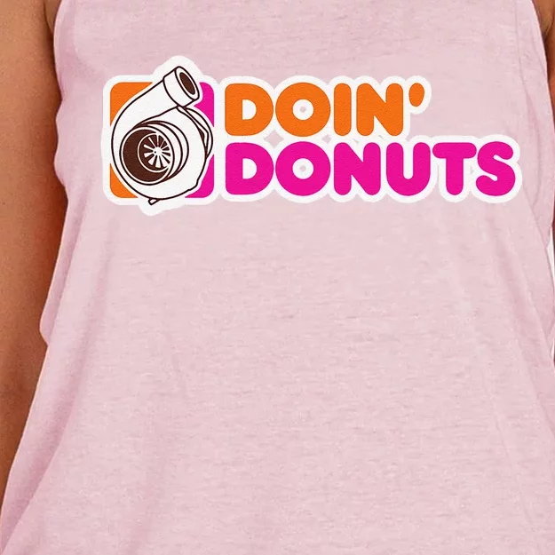 Doin Donuts Funny Racing & Drift Car Enthusiast Women's Knotted Racerback Tank