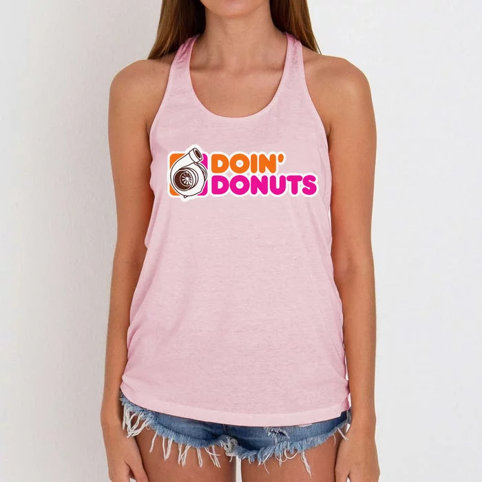 Doin Donuts Funny Racing & Drift Car Enthusiast Women's Knotted Racerback Tank