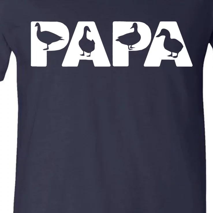 Duck Dad Funny Papa Duck Father Day Gift V-Neck T-Shirt