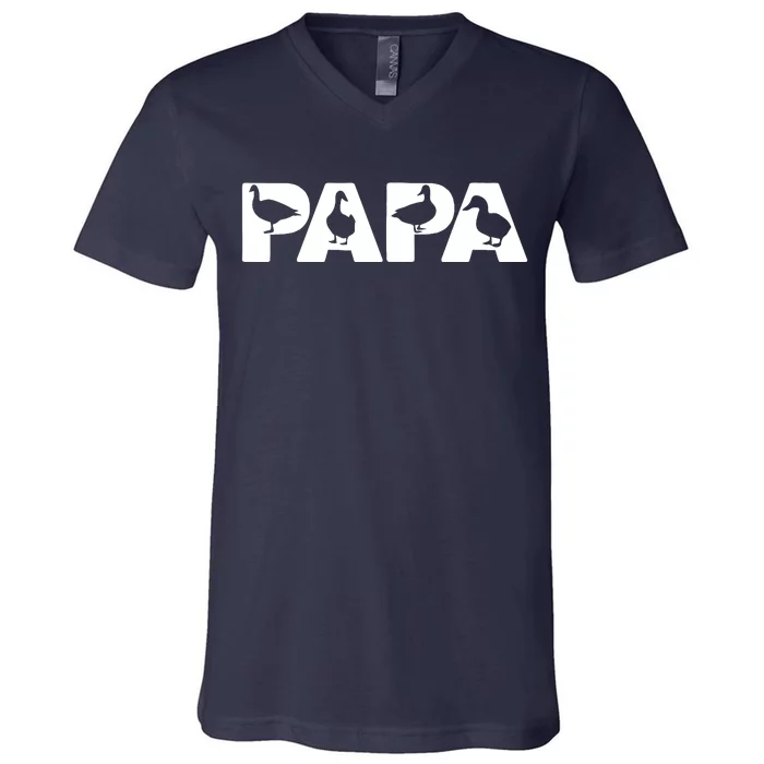 Duck Dad Funny Papa Duck Father Day Gift V-Neck T-Shirt