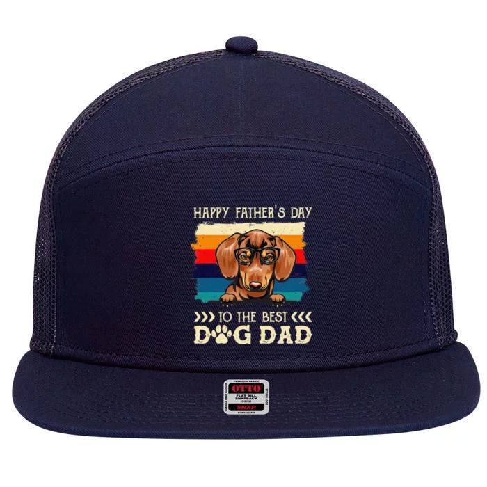 Dachshund Dog Fathers Day Vintage Dachshund Dog Dad 7 Panel Mesh Trucker Snapback Hat