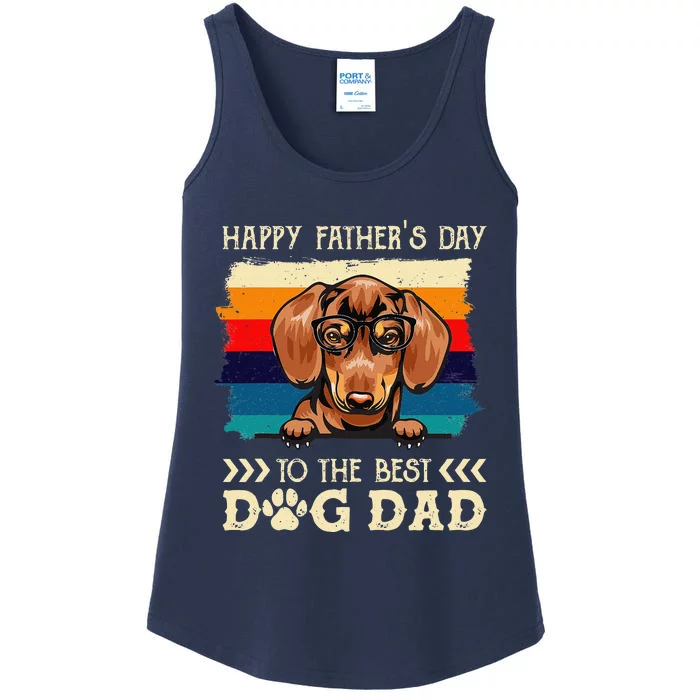 Dachshund Dog Fathers Day Vintage Dachshund Dog Dad Ladies Essential Tank