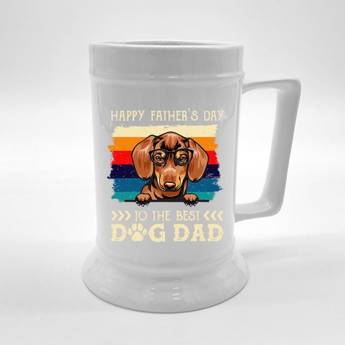 Dachshund Dog Fathers Day Vintage Dachshund Dog Dad Front & Back Beer Stein