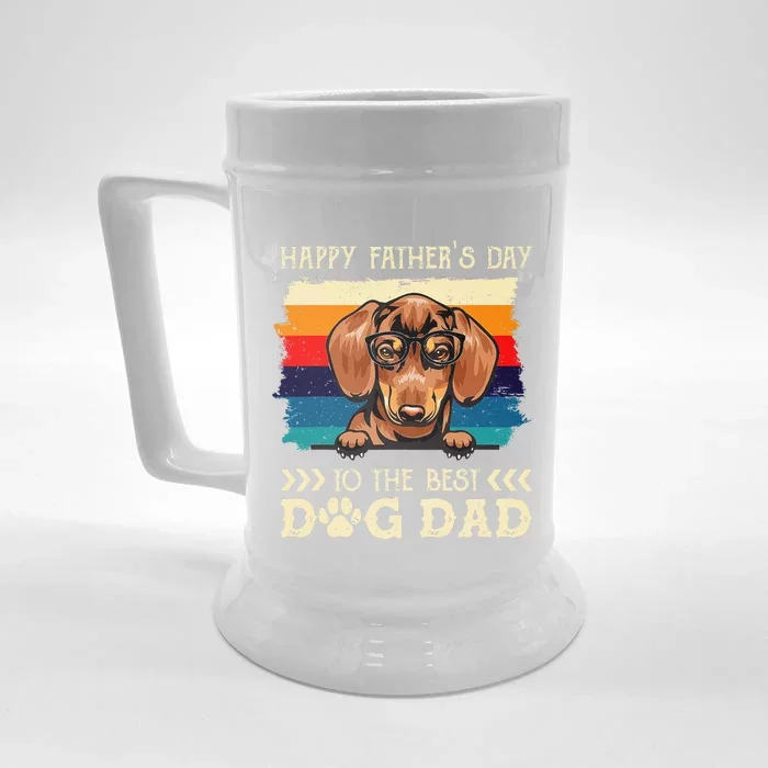 Dachshund Dog Fathers Day Vintage Dachshund Dog Dad Front & Back Beer Stein