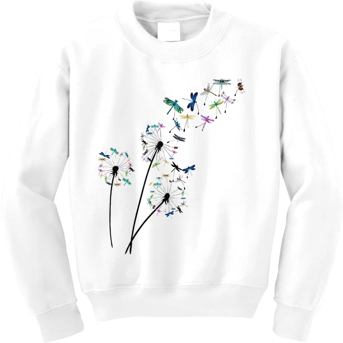 Dandelion Dragonfly Flower Floral Dragonfly Tree Kids Sweatshirt