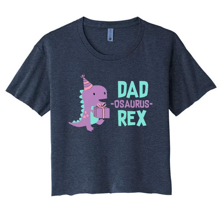 Dad Dinosaur Family Matching Birthday Party Daughter Women's Crop Top Tee