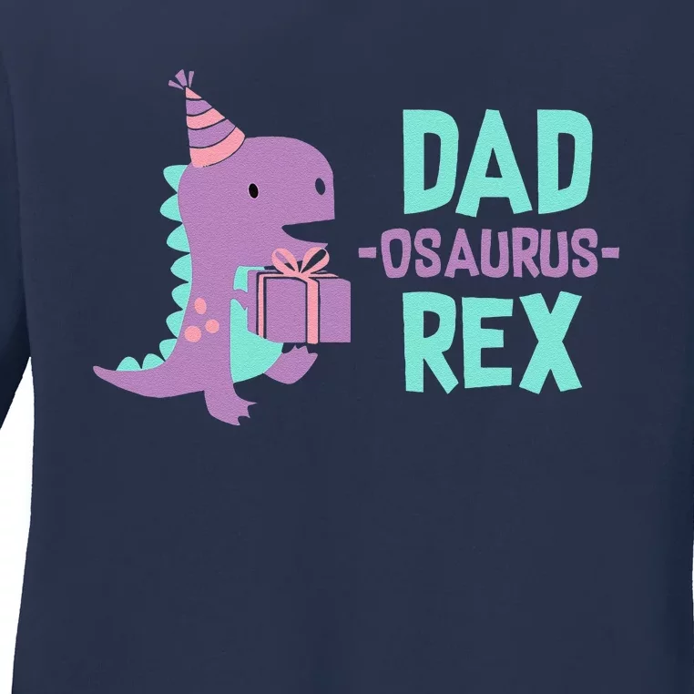 Dad Dinosaur Family Matching Birthday Party Daughter Ladies Long Sleeve Shirt