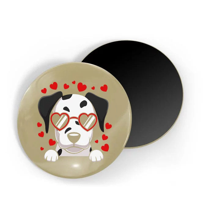 Dalmatian Dog Face Wearing Heart Glasses Valentines Day Magnet