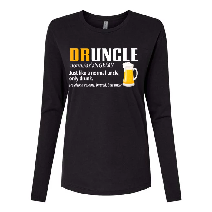 Druncle Definition Funny Gift For Uncle Present Novelty Womens Cotton Relaxed Long Sleeve T-Shirt