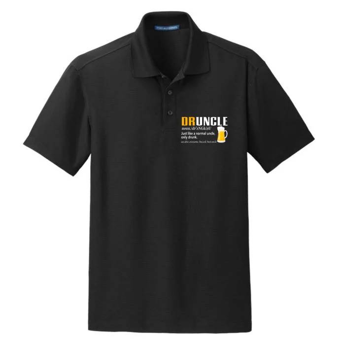 Druncle Definition Funny Gift For Uncle Present Novelty Dry Zone Grid Performance Polo