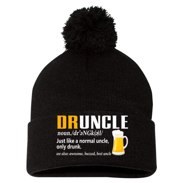 Druncle Definition Funny Gift For Uncle Present Novelty Pom Pom 12in Knit Beanie