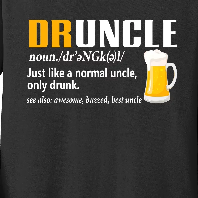 Druncle Definition Funny Gift For Uncle Present Novelty Kids Long Sleeve Shirt