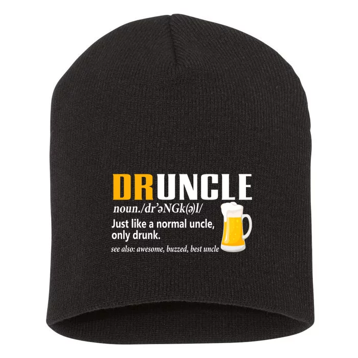 Druncle Definition Funny Gift For Uncle Present Novelty Short Acrylic Beanie