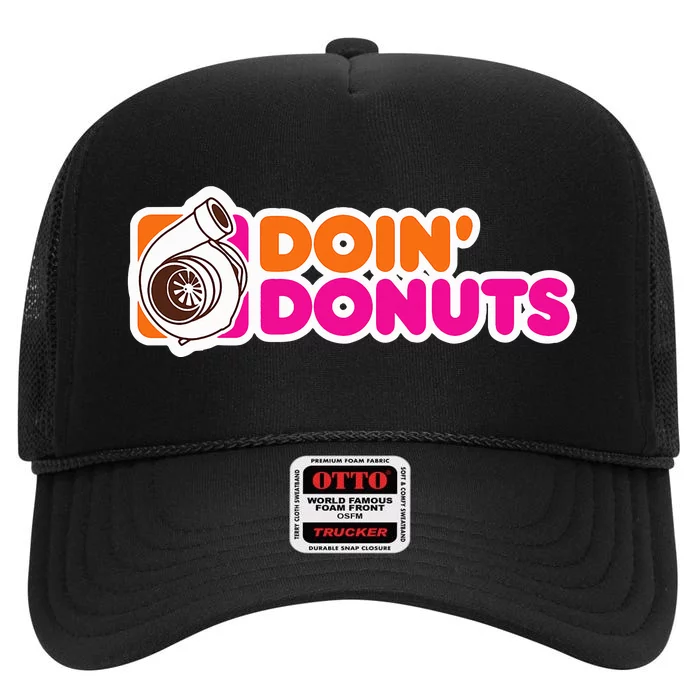 Doin Donuts Funny Racing & Drift Car Enthusiast High Crown Mesh Trucker Hat