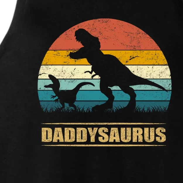 Daddysaurus Dad Fathers Day Gift T Rex Dinosaur Ladies Tri-Blend Wicking Tank