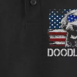 Doodle Dad Goldendoodle Dog American Flag 4th Of July Dry Zone Grid Performance Polo