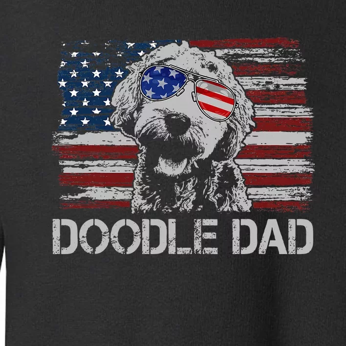 Doodle Dad Goldendoodle Dog American Flag 4th Of July Toddler Sweatshirt