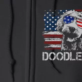 Doodle Dad Goldendoodle Dog American Flag 4th Of July Full Zip Hoodie