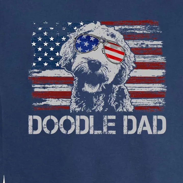 Doodle Dad Goldendoodle Dog American Flag 4th Of July Garment-Dyed Sweatshirt