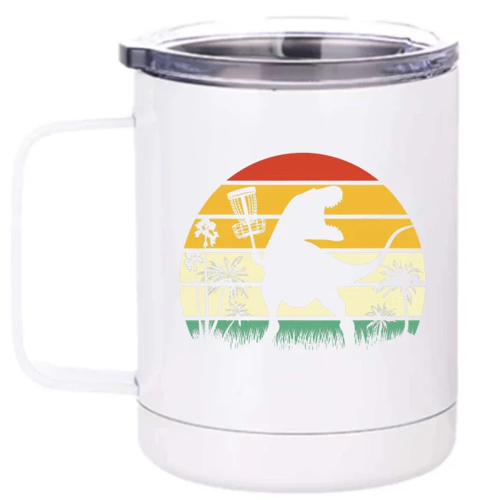 Dinosaur Disc Golf Funny Retro Disc Golf Sports Front & Back 12oz Stainless Steel Tumbler Cup