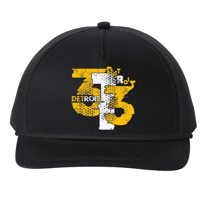 Distressed Detroit Graphic 313 Area Snapback Five-Panel Rope Hat