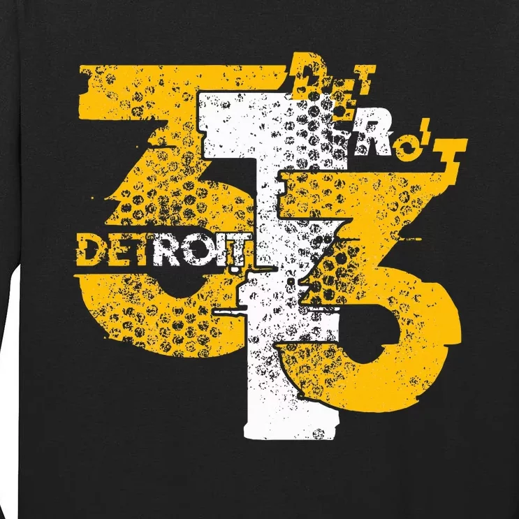 Distressed Detroit Graphic 313 Area Tall Long Sleeve T-Shirt