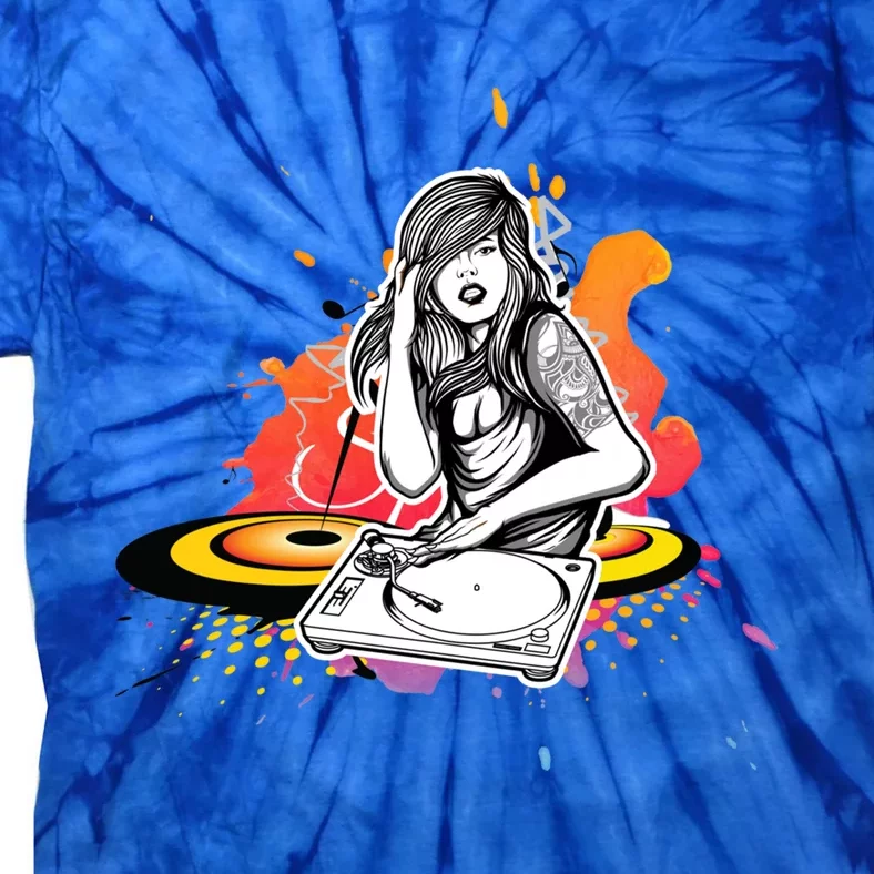 Dj Deejay Girl Music Techno Headphones Turntable Pop Cute Gift Tie-Dye T-Shirt