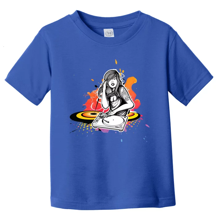 Dj Deejay Girl Music Techno Headphones Turntable Pop Cute Gift Toddler T-Shirt