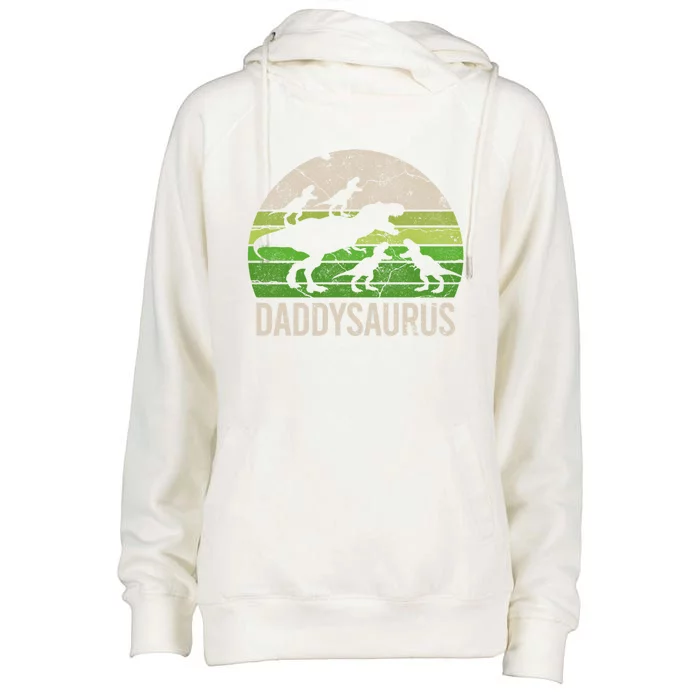 Daddy Dinosaur Gift Daddysaurus Rex 4 Great Gift Funny Gift Womens Funnel Neck Pullover Hood