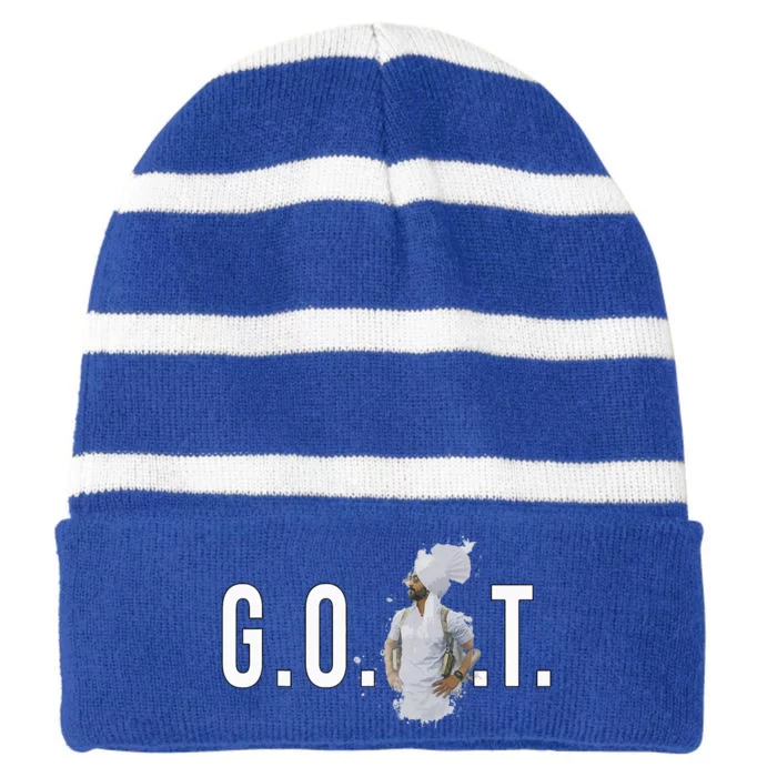 Diljit Dosanjh G.O.A.T. Punjabi Singer Striped Beanie with Solid Band