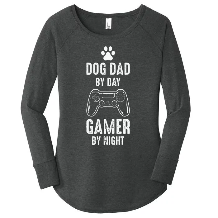 Dog Dads Gamer Dog Dad By Day Gamer By Night Dog Dad Gaming Women's Perfect Tri Tunic Long Sleeve Shirt