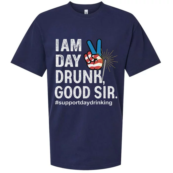 Day Drunk Good Sir Funny 4th Of July Design Sueded Cloud Jersey T-Shirt