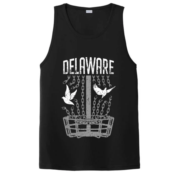 Delaware Disc Golf Player Breaking Chains Birdie Gift Performance Tank