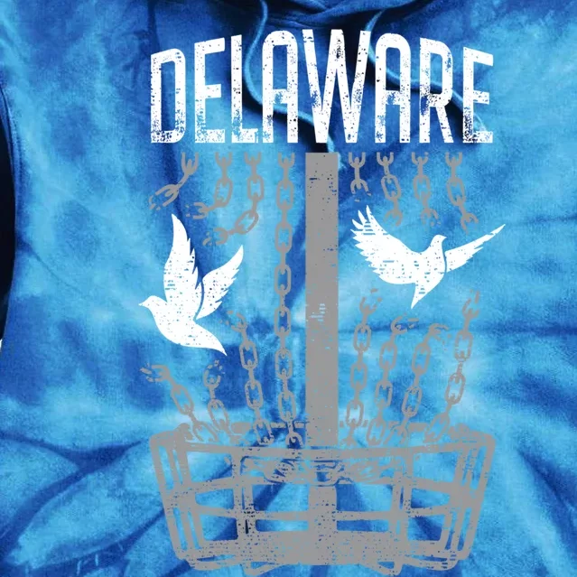 Delaware Disc Golf Player Breaking Chains Birdie Gift Tie Dye Hoodie