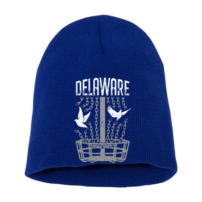 Delaware Disc Golf Player Breaking Chains Birdie Gift Short Acrylic Beanie