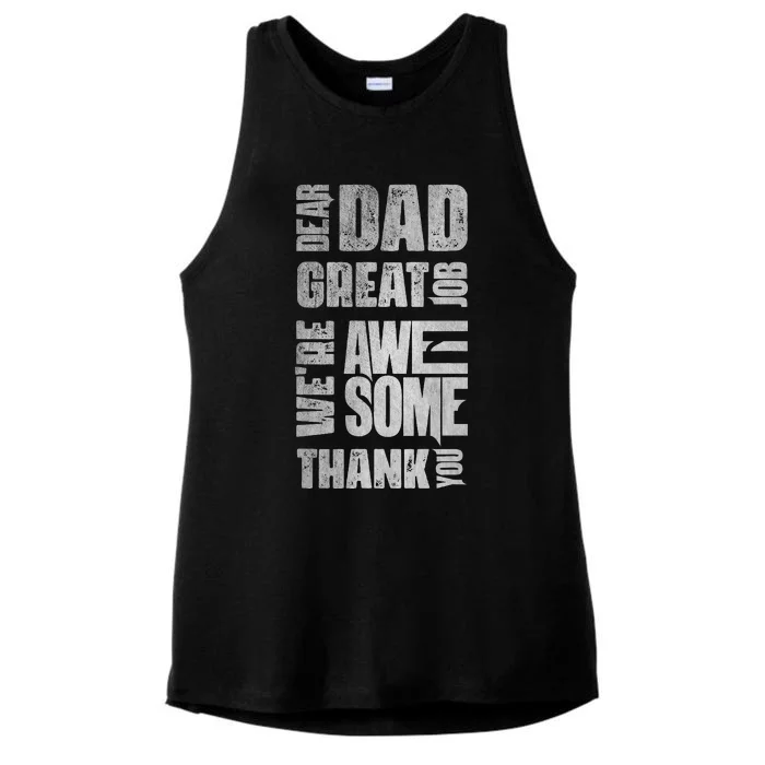 Dear Dad Great Job We're Awesome Thank You Father Day Vintag Ladies Tri-Blend Wicking Tank