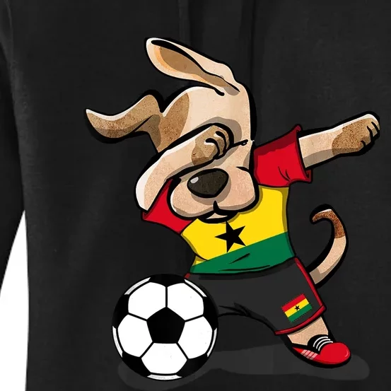 Dabbing Dog Ghana Soccer Fans Jersey Ghanaian Flag Football Women's Pullover Hoodie