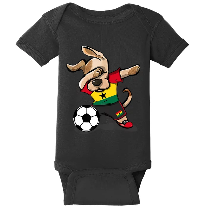 Dabbing Dog Ghana Soccer Fans Jersey Ghanaian Flag Football Baby Bodysuit