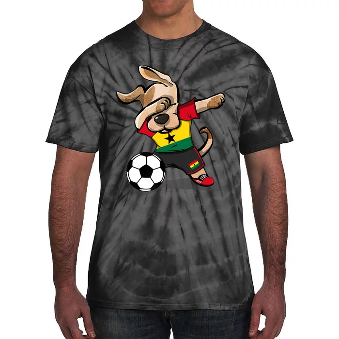 Dabbing Dog Ghana Soccer Fans Jersey Ghanaian Flag Football Tie-Dye T-Shirt