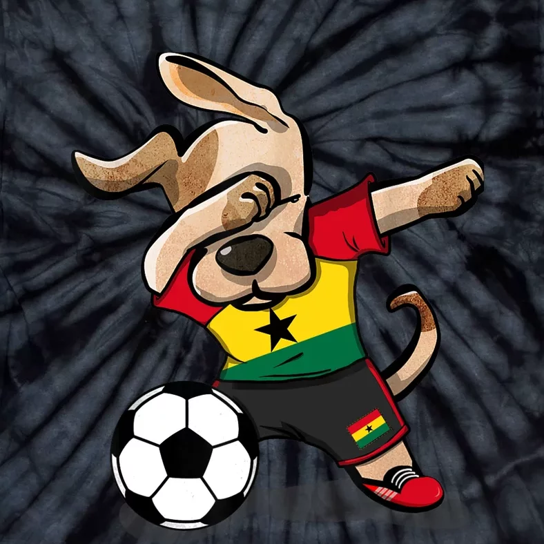 Dabbing Dog Ghana Soccer Fans Jersey Ghanaian Flag Football Tie-Dye T-Shirt