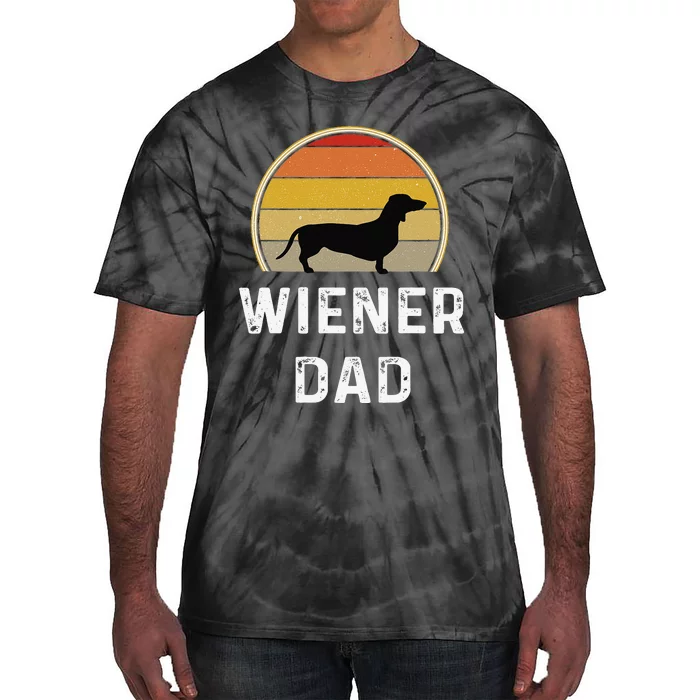 Dog Dad Gift Retro Vintage Dachshund Puppy Tie-Dye T-Shirt