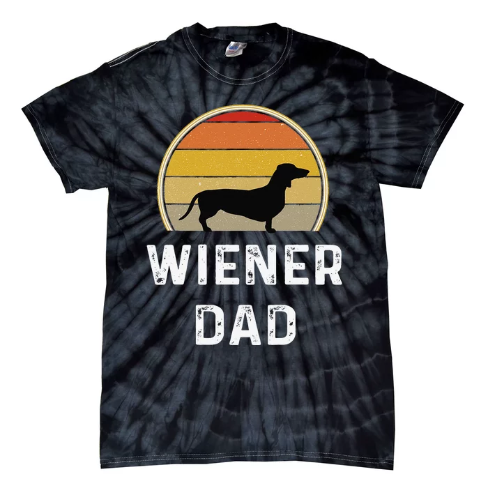 Dog Dad Gift Retro Vintage Dachshund Puppy Tie-Dye T-Shirt