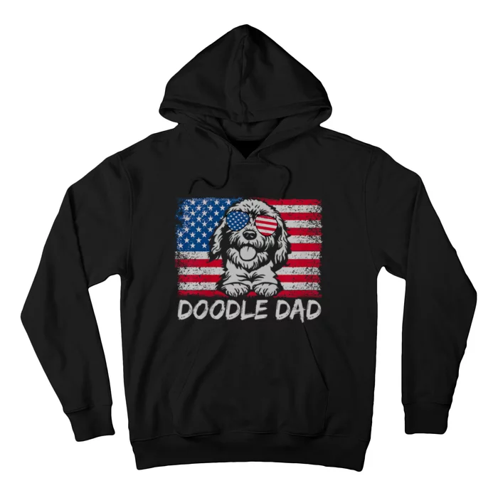 Doodle Dad Goldendoodle Dog American Flag 4th Of July Hoodie