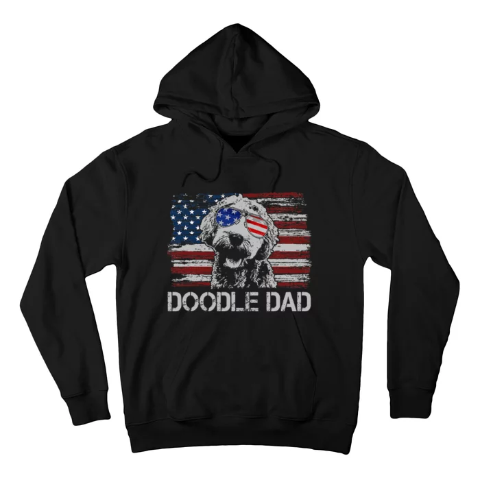 Doodle Dad Goldendoodle Dog American Flag 4th Of July Hoodie