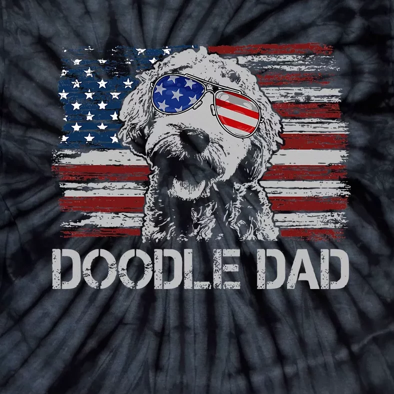 Doodle Dad Goldendoodle Dog American Flag 4th Of July Tie-Dye T-Shirt