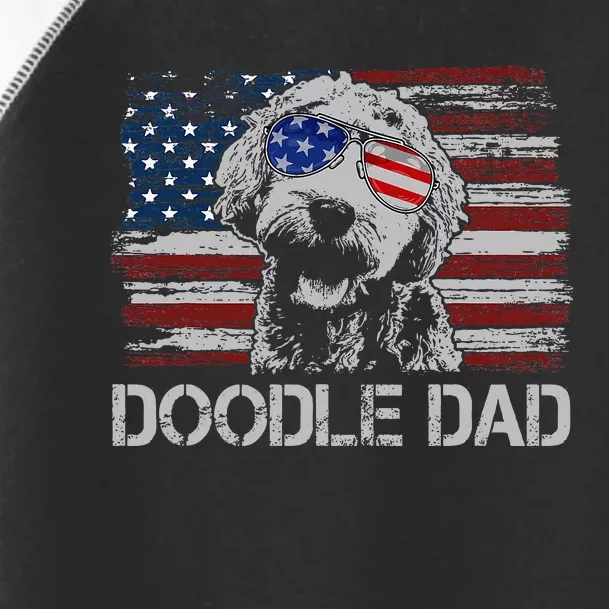 Doodle Dad Goldendoodle Dog American Flag 4th Of July Toddler Fine Jersey T-Shirt